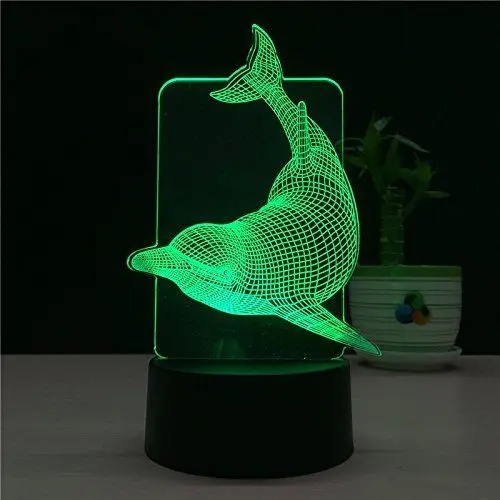 Новые классные визуальный индикатор ночник 3D LED стол Дельфин Ночник светильник 7