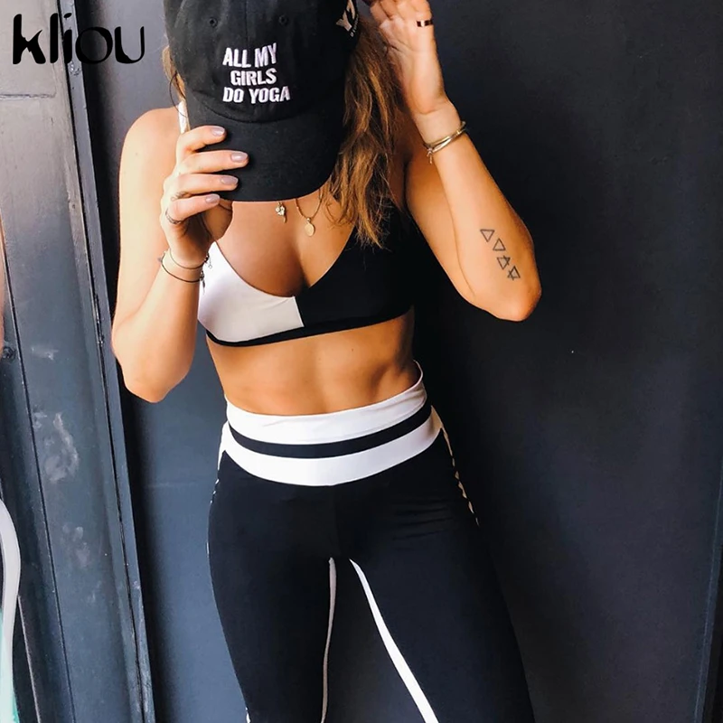 Новый женский модный эластичный облегающий комплект из 2 предметов укороченный