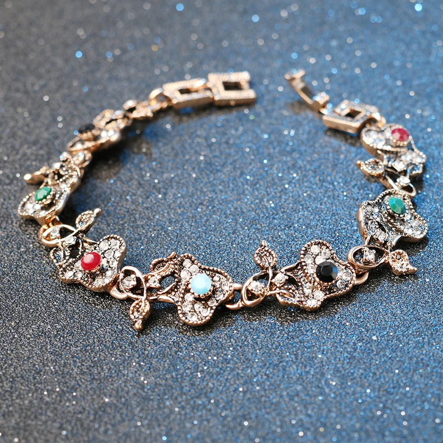 Женский винтажный браслет из смолы и белого кристалла|bracelets for women gold|gold colorwomen bracelet