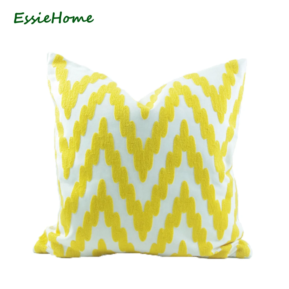 Чехол для подушки ESSIE HOME 18x18 дюймов ярко-желтый наволочка с вязаной вышивкой и
