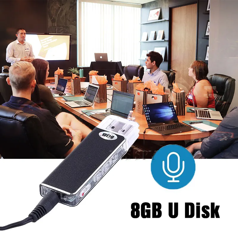 8 ГБ Цифровой диктофон Голосовая активация запись звука USB флеш накопитель Мини