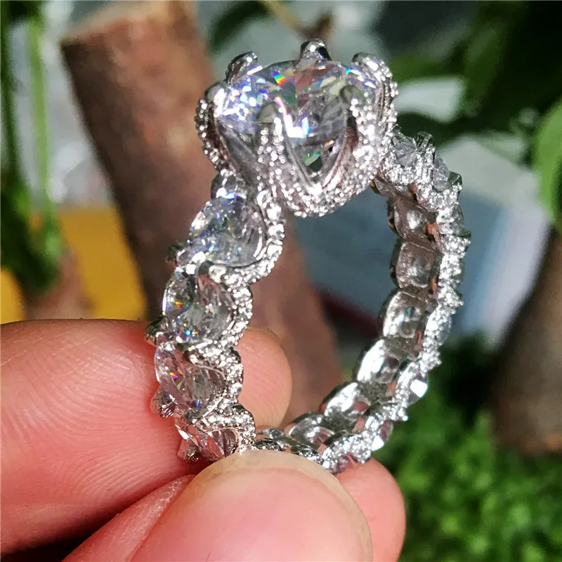 Кольцо женское из серебра 925 пробы с фианитом 3ct AAAAA | Украшения и аксессуары