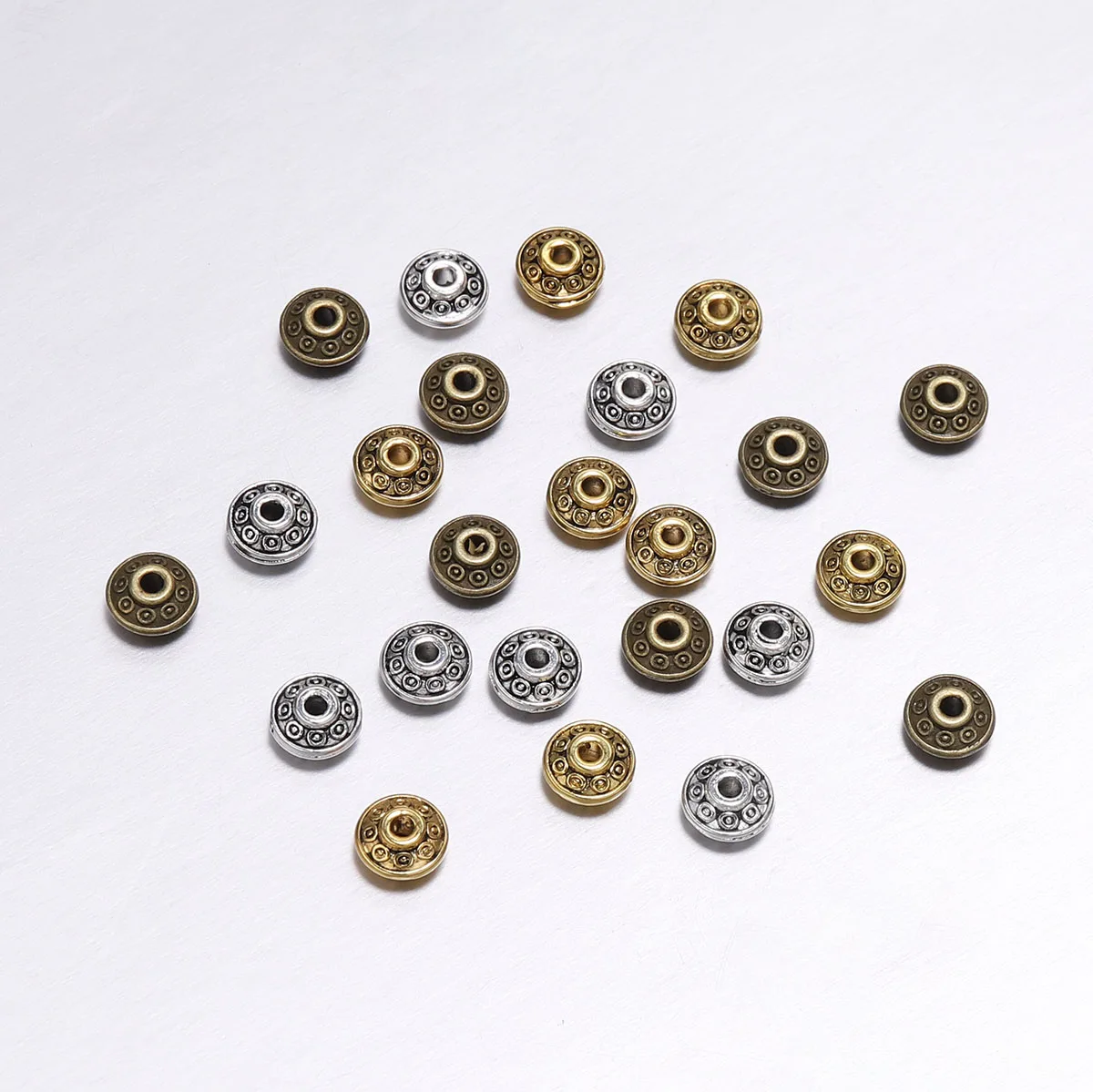 

50pcs/lot 6mm Mix Antique Spacer Bead Cone Pattern Metal Loose Vintage Beads Supplies For DIY Jewelry Making