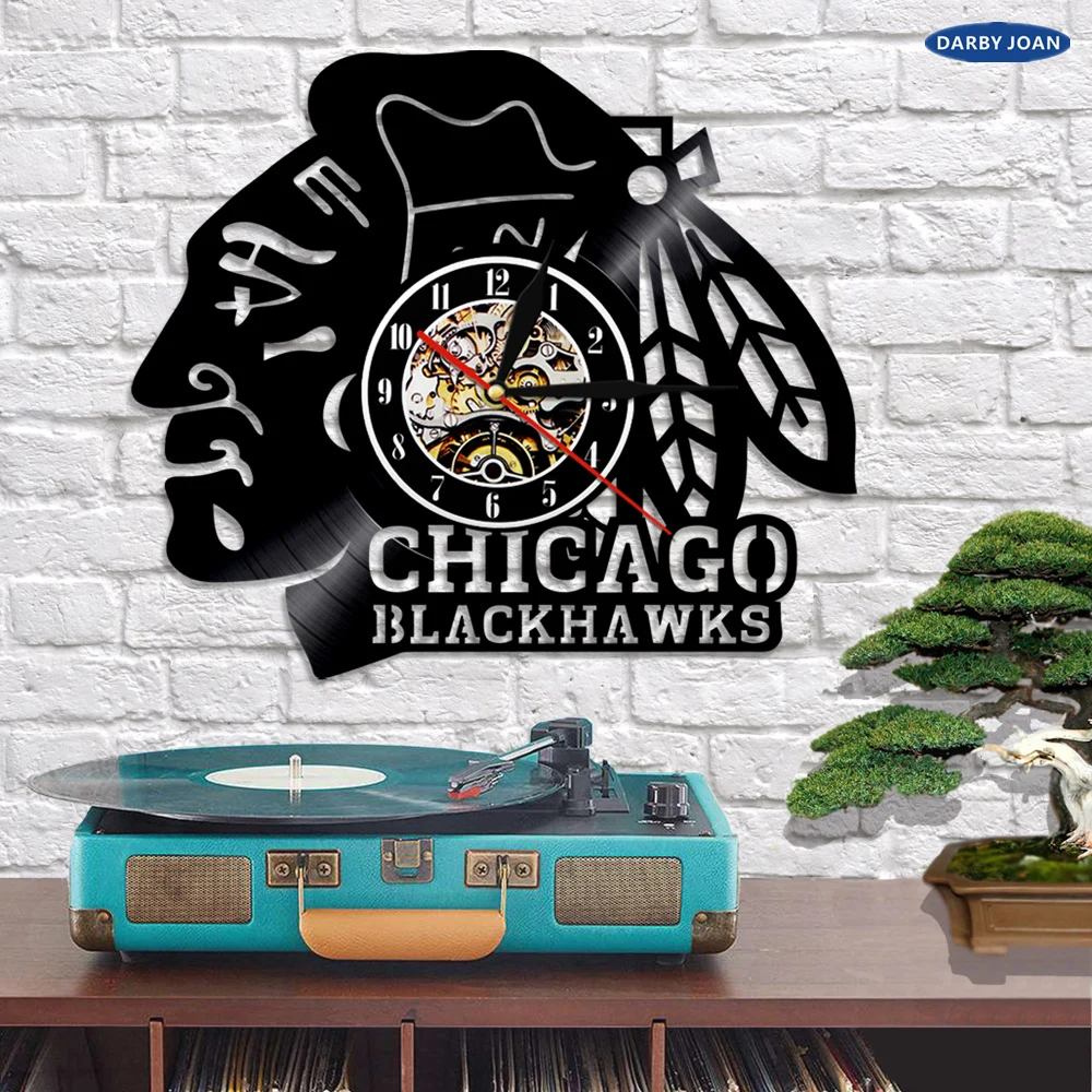 Светодиодный виниловый светильник Chicago Blackhawks для хоккея, изменяющий цвет, настенный светильник с пультом дистанционного управления, светодиодный светильник с подсветкой LP для прохладной гостиной