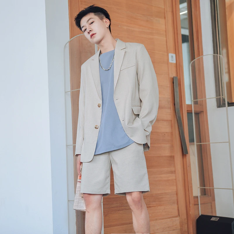 2019 летние мужские клетчатые комплекты костюм повседневные шорты свободные и