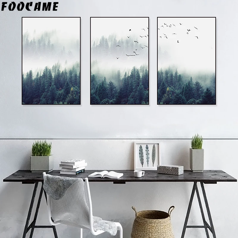 Фон с изображением леса Lanscape холст скандинавский постер художественные принты