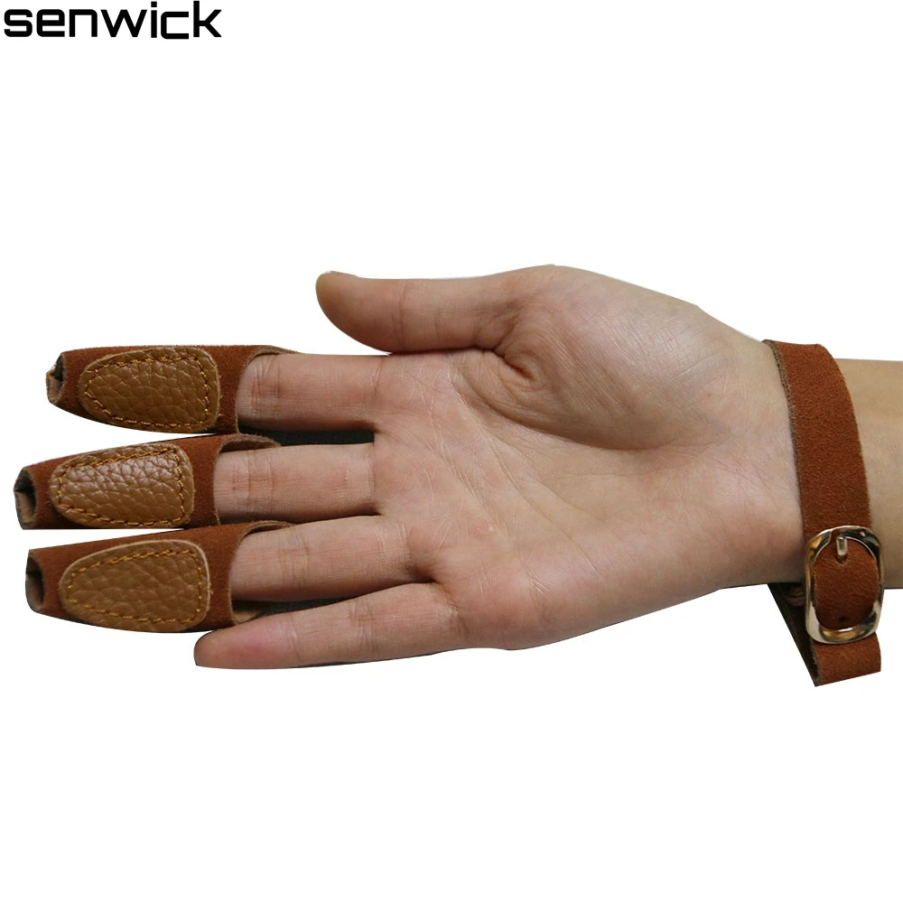 Мягкая Кожа Коровы 3 Finger Guard Съемки Перчатки Пальцев Тянуть Пальца Протектор для