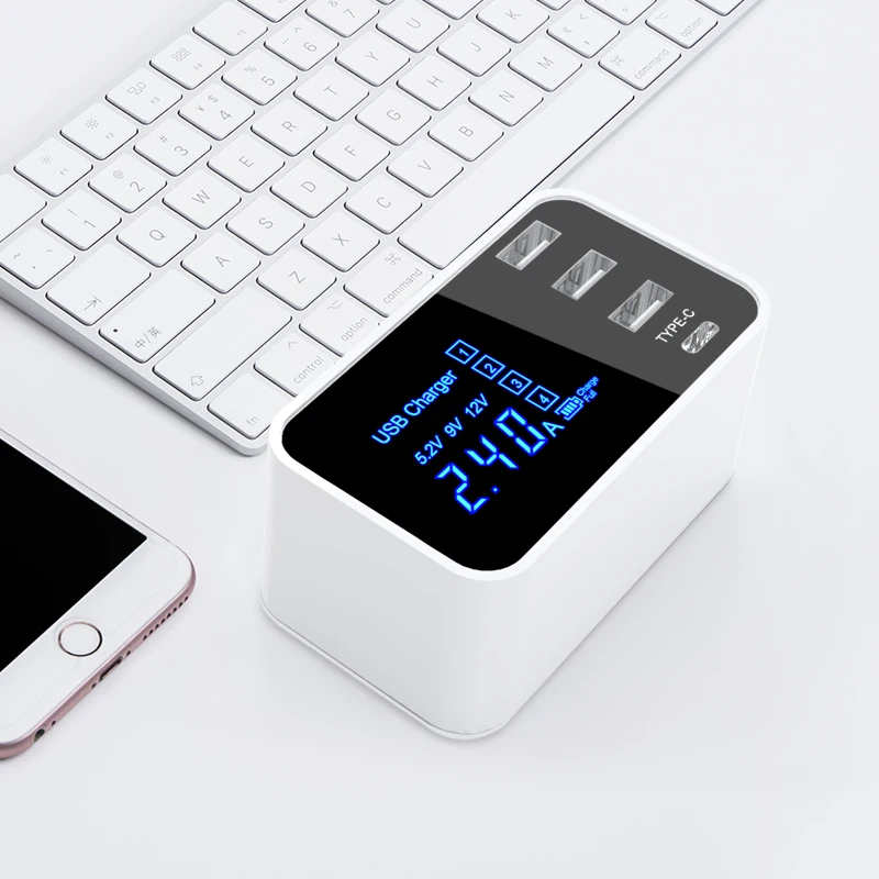 Умное зарядное устройство USB 3. 0 Type C для iPhone Samsung настенное со светодиодным