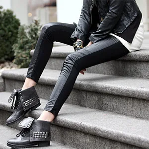 Женские леггинсы Shikoroleva 2022, женские лоскутные брюки из искусственной кожи и винила, размеры 7XL 6XL 5XL 4XL XS, черные