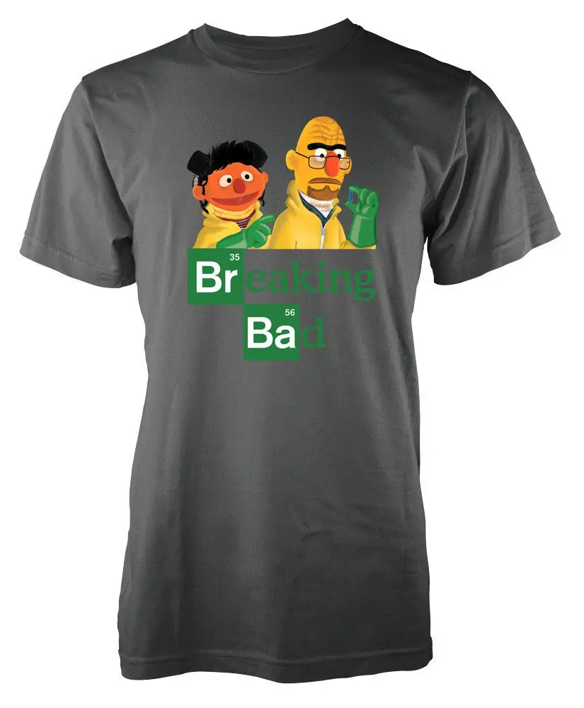 Мужская хлопковая футболка с круглым вырезом и коротким рукавом Sesame Breaking Street Bad