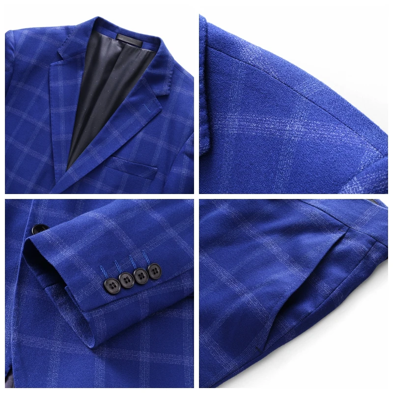 

JZ CHIEF Elegant Man's 3 piece Suits Pinstripe Plaid Classic Groom Wedding Slim Fit Suit Blazer Pants Vest 2 Button 5XL Casual