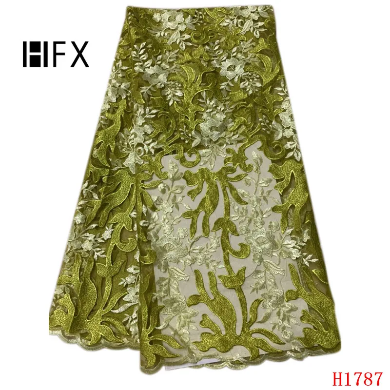 Кружевная ткань HFX 5 ярдов французская кружевная 2019 пачка зеленого цвета с