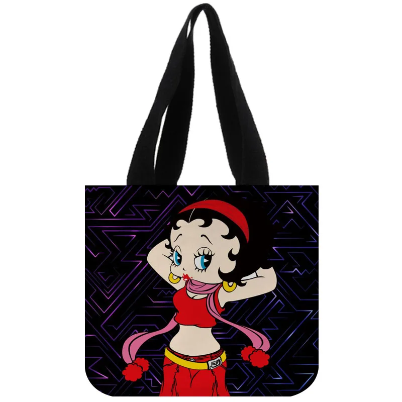 Сумка-тоут из хлопка и холста на заказ Betty Boop Shopping Складная многоразовая сумка с собственным логотипом оптом - Цвет: 2