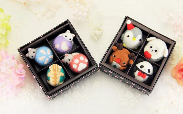 Подарочная коробка с изображением животных набор из шерсти и войлока мультяшных