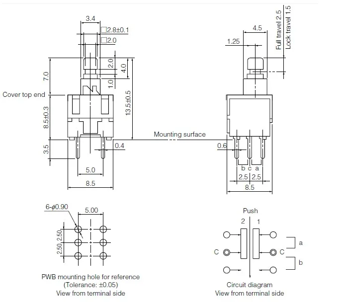 [VK] импортный Японский переключатель ESB6490XEM 6 футов штифтов 8 5*8 5 мм