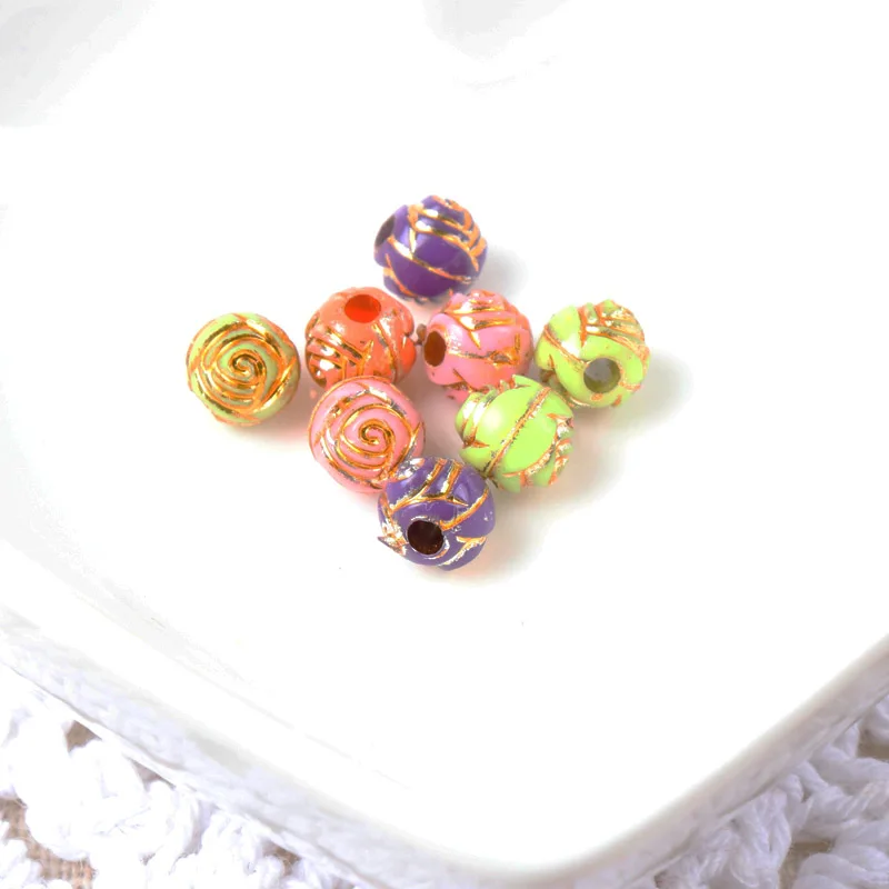2018 New Mix Color Gold Stripe Flower Spacer Beads For Bracelet Necklace Jewelry Making DIY 6mm 200pcs/lot AL5X | Украшения и