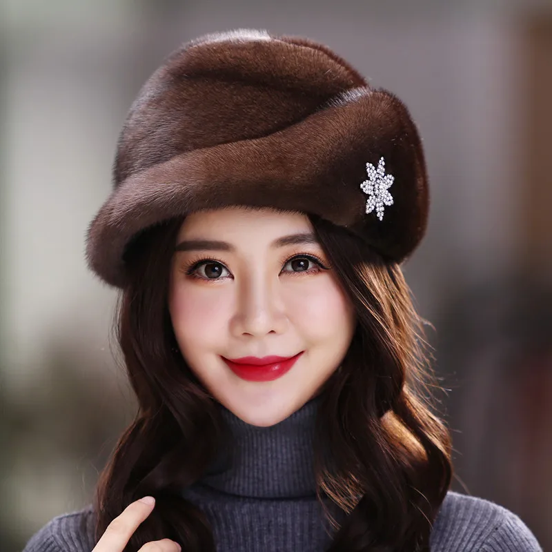 

New winter hats warm mink hat,Elegant fedora hat winter ear hat ZY02