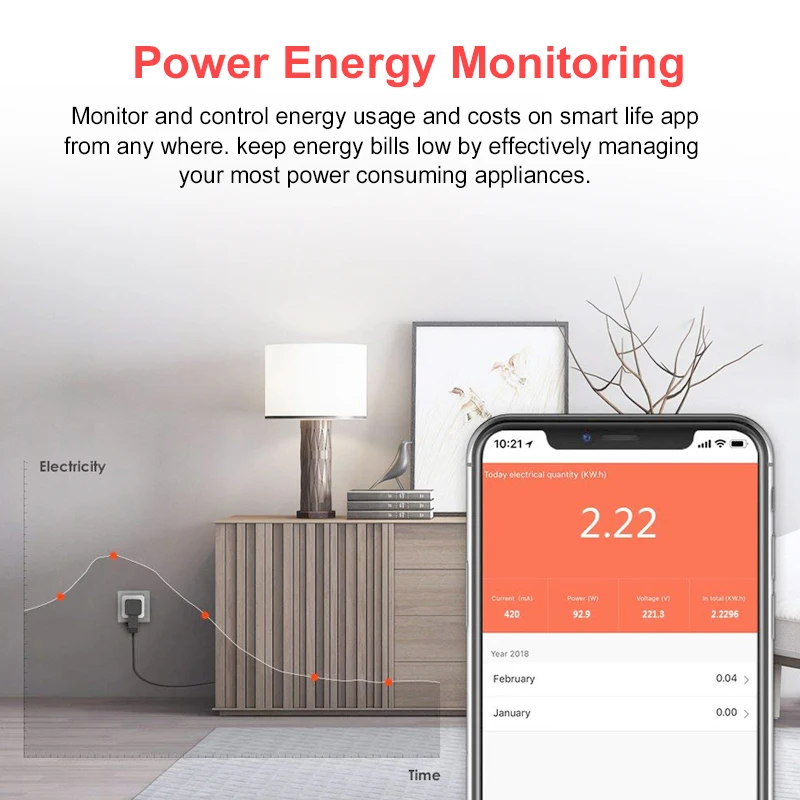 Смарт розетка 16 А с поддержкой Wi Fi и голосовым управлением|Зарядные устройства