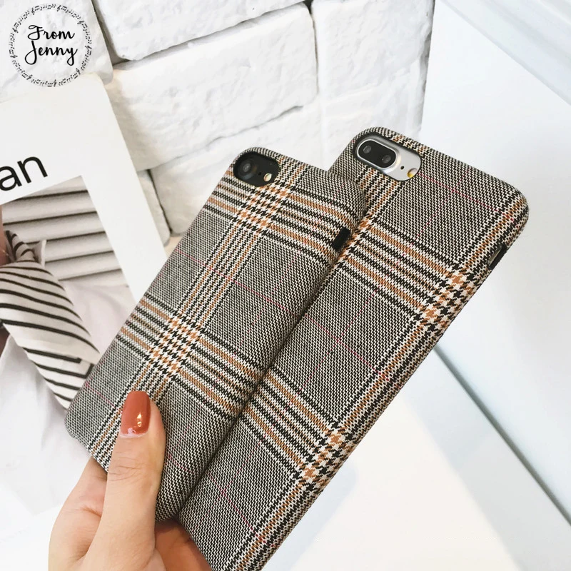 От Jenny Grid тканевый чехол Capas для iPhone 7 7plus 6s 6plus 8 8plus элегантный мягкий задней панели