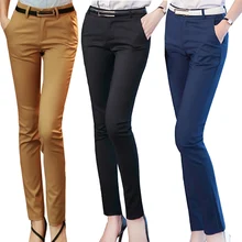 Pantalones de tubo con cintura alta para mujer, prenda inferior de oficina, ceñidos e informales, elásticos, otoño, 2019