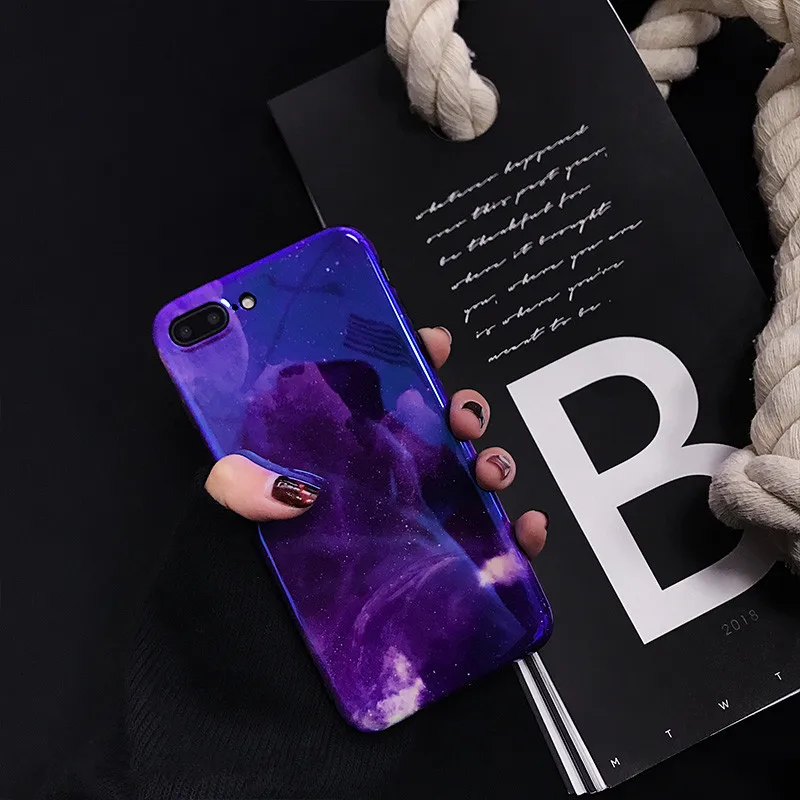 Роскошные градиент звездное небо чехол для iPhone 6 Пульс S 7 8 X XS случаях Мода