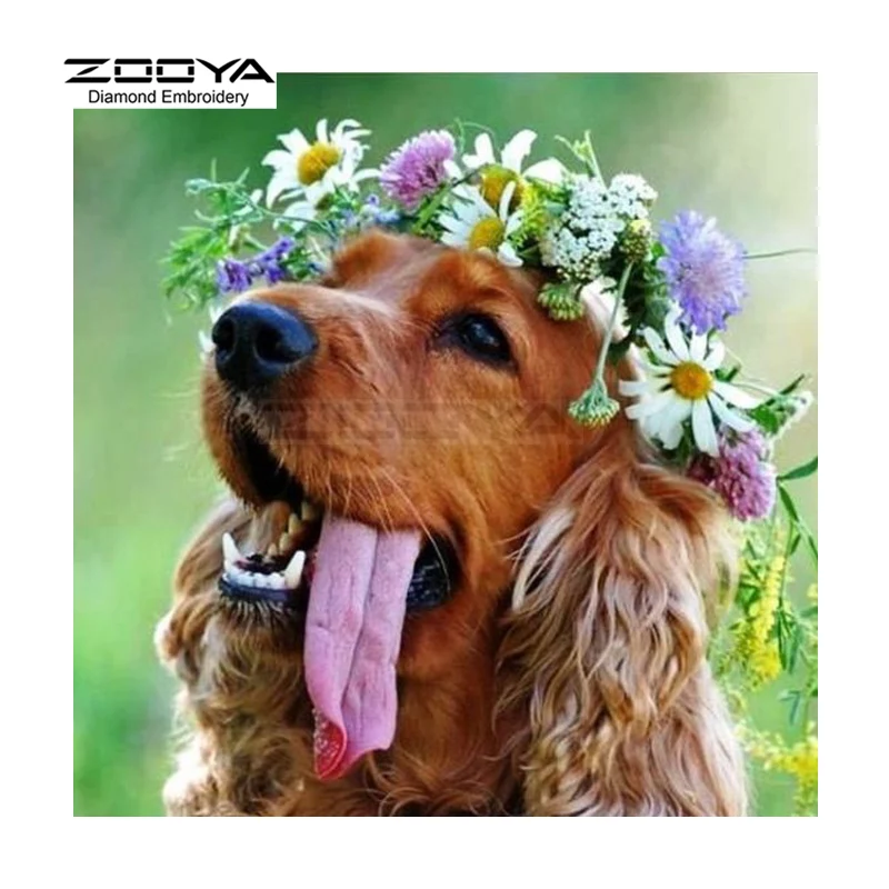 

ZOOYA Алмазная вышивка собака 5D DIY алмазная живопись вышивка крестиком животные и цветы Алмазная мозаика Стразы домашний декор CJ725