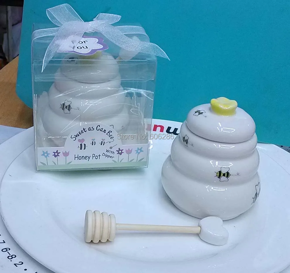 10pcs/lot wedding souvenirs for guest birthday giftware Meant to Bee Ceramic Honey Pot with Wooden Dipper | Дом и сад