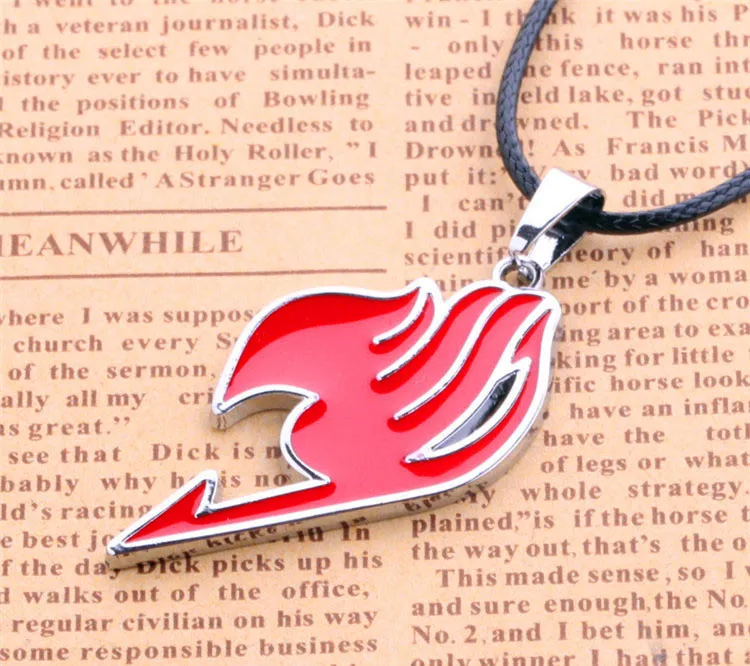 4 colors anime Fairy Tail guild logo badge pendant necklace leather cord chain | Украшения и аксессуары