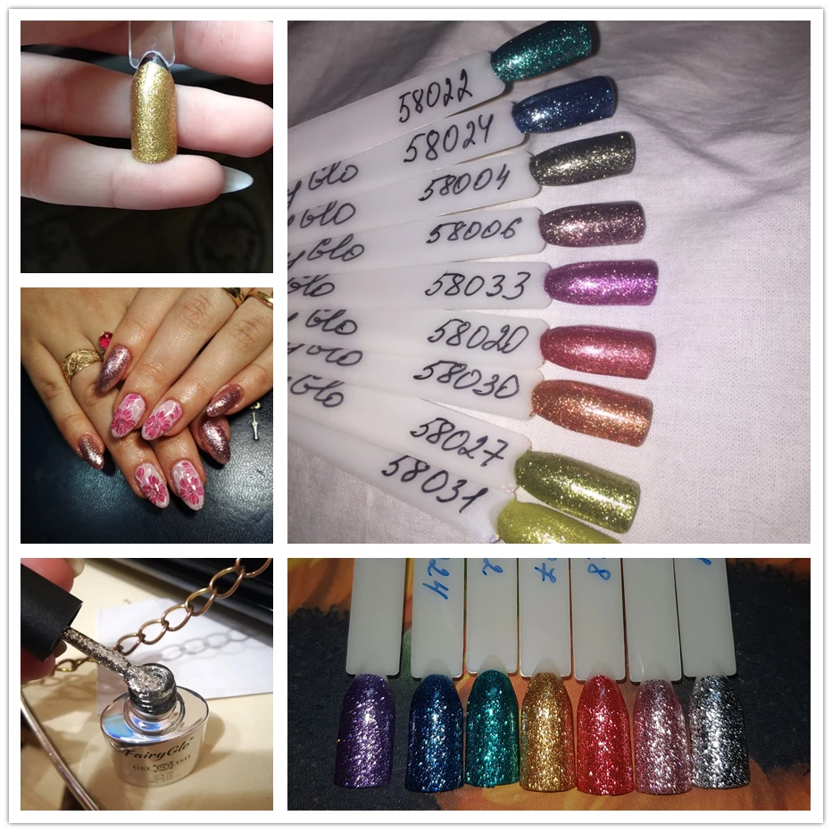 FairyGlo 10ml Platinum Nail Gel Varnish Semi Permanent Art Glitter Polish Soak off UV Enamel Lacquer | Красота и здоровье