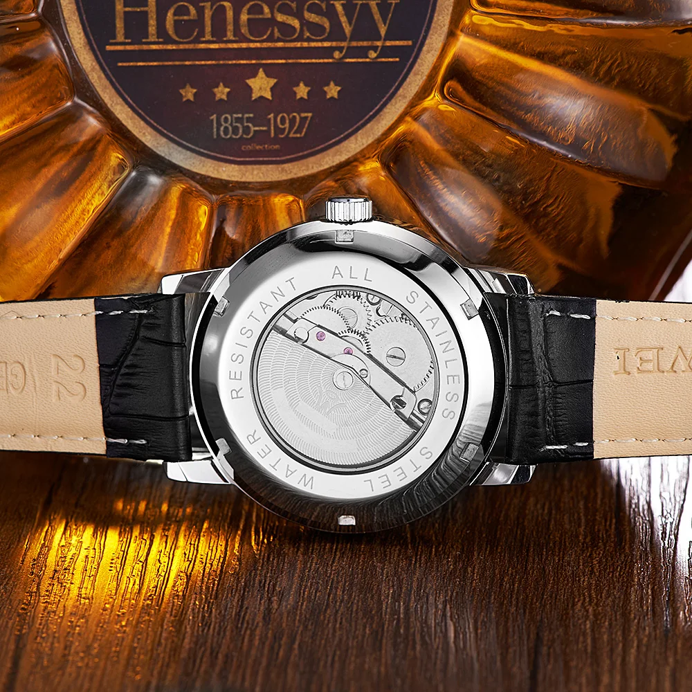 OUYAWEI Elegant Men Wristwatch Automatic Mechanical Male Clock Herren Armbanduhr with Crystal Hour Markers orologio da uomo | Наручные