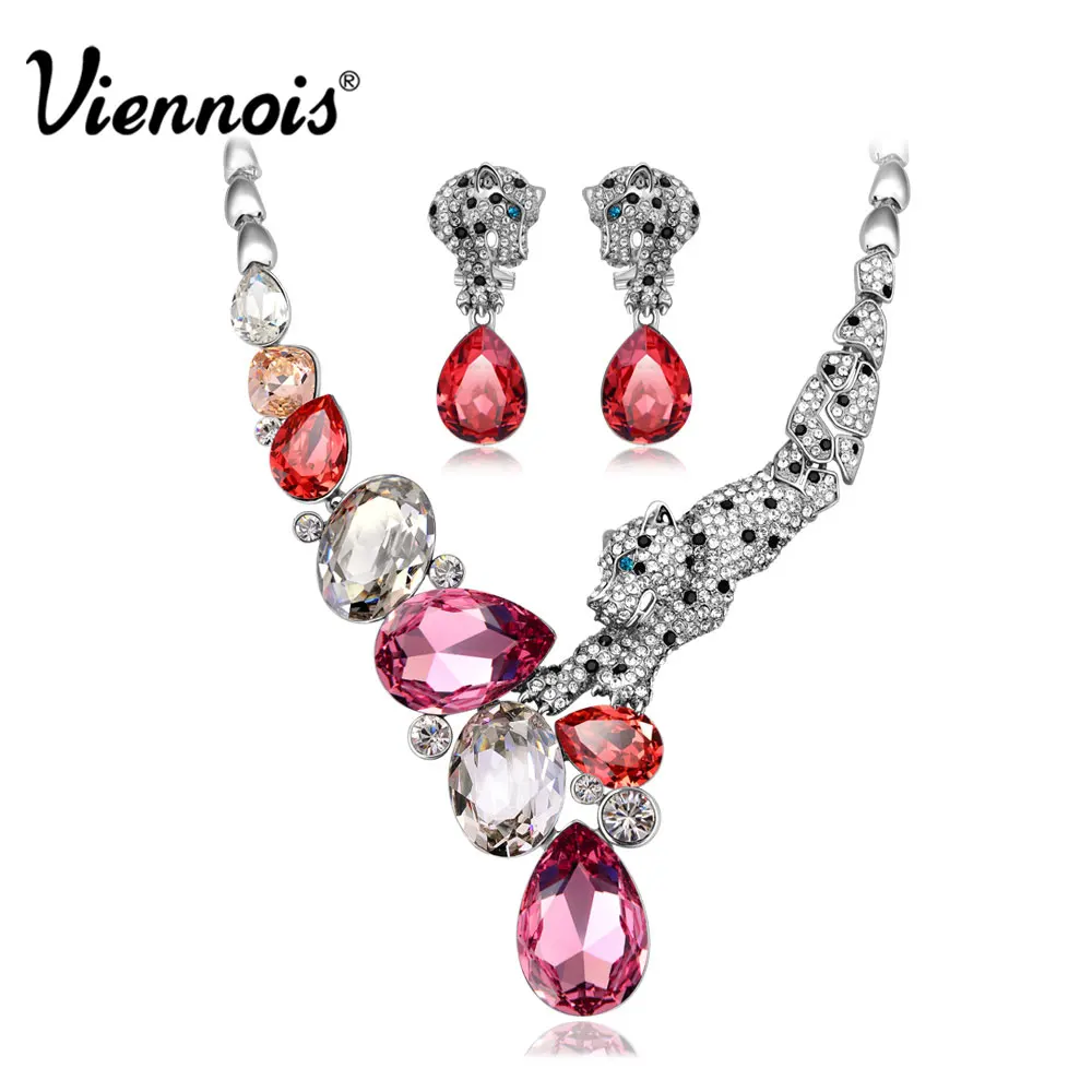 Viennois люкс leopard комплект ювелирных изделий для женщин кристалл с swarovski свадьба ювелирные изделия свадебный комплект ювелирных изделий