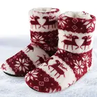 Женские зимние тапочки, теплые хлопковые домашние тапочки с рождественским рисунком лося, носки для дома, женские тапочки, 2018