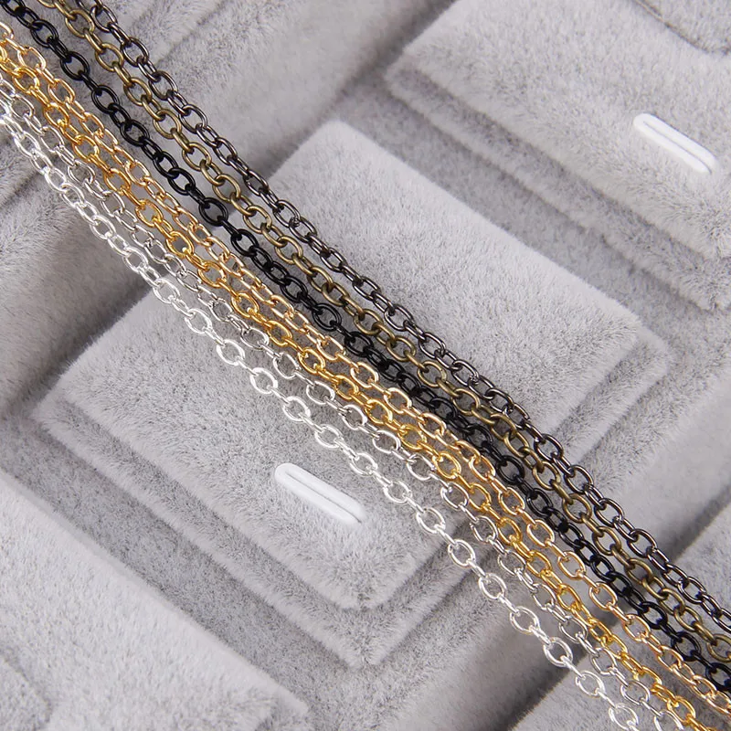 5m/lot 0.6x3x2mm Iron Necklace Chains 7colors Bulk Rolo For Bracelets Jewelry Diy Making Open Link Metal Findings | Украшения и