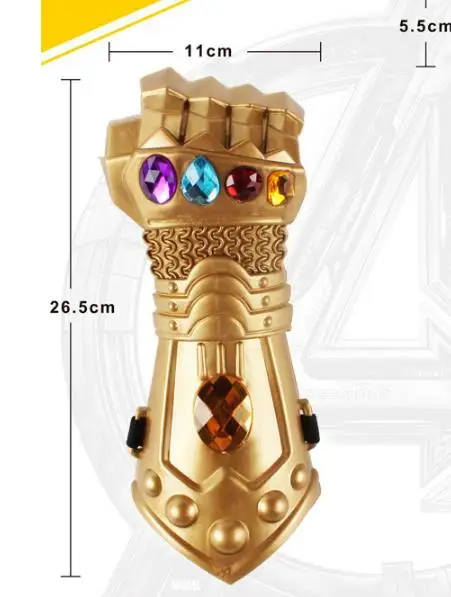 

Thanos Glove Fancy Dress Costume Cosplay props Party Favors gem stones gloves model toy gold color plastic