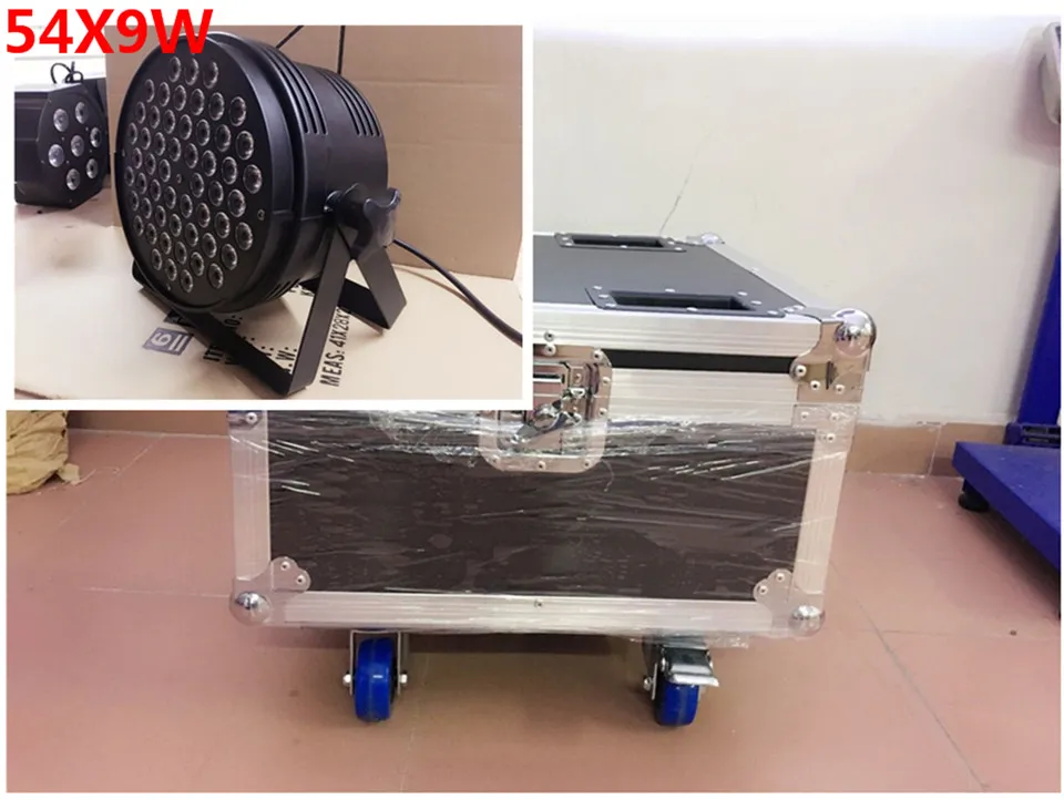 4 unids 54x9 w led par + flightcase кабель dmx dj luz del disco rgb 3 в 1 lavado controlador de dmx|luz dmx|par ledled |