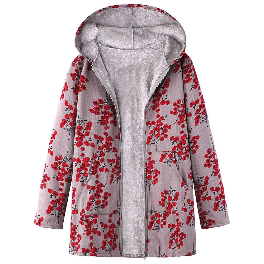 Plus Size 5XL Winter Jacket Long Coat Women Fashion Ukraine Floral Print Hooded Woman Velvet Jackets Parka Womens Outwear Coats | Женская