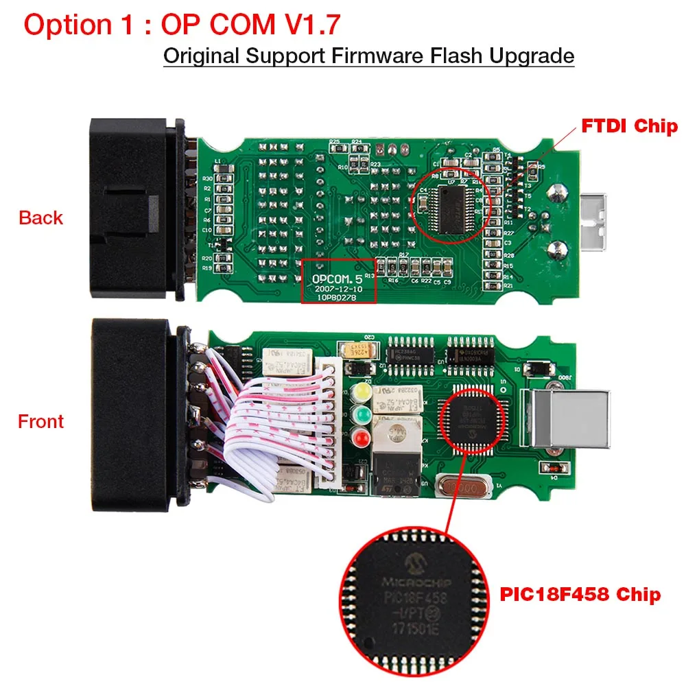 OPCOM .5 V1.70 Лучший OP COM ODB 2 V1.70 OP COM V5 Автосканер OPCOM для прошивка для Opel V 1,70 с PIC18F458 OP-COM для Opel OP COM OBD2 сканер - Цвет: OPCOM .5 V1.70