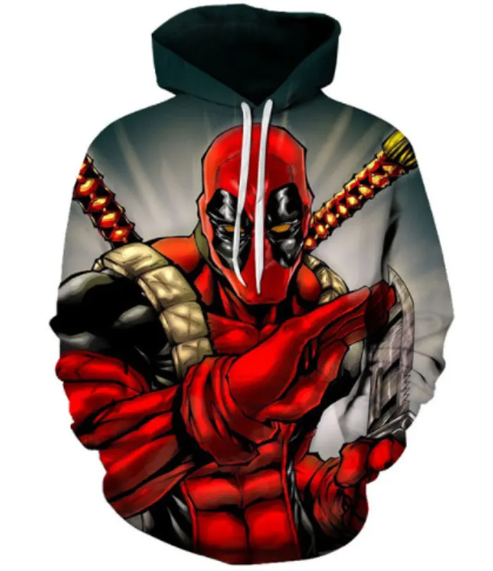 Мужская толстовка с 3D принтом из фильма супергерой Дэдпул 2 повседневный пуловер