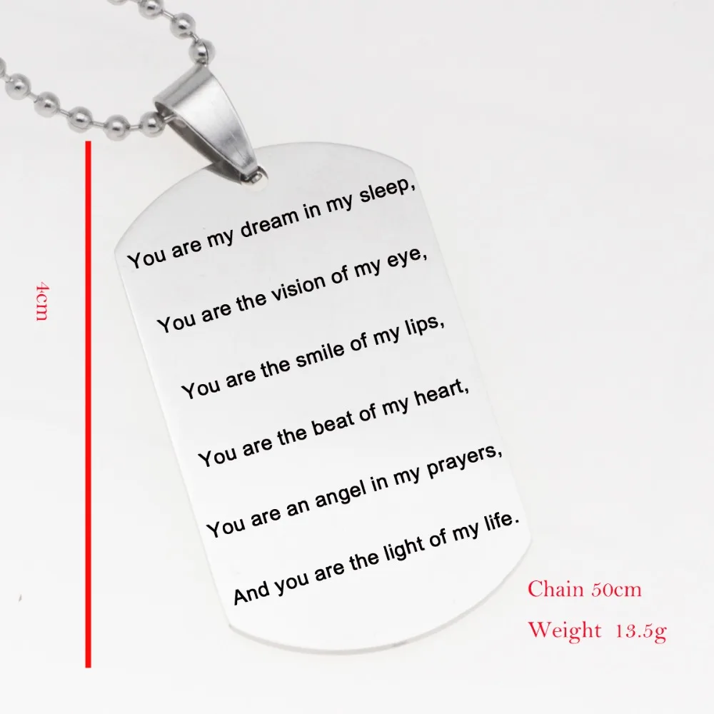 Новинка 2018 ювелирные изделия из нержавеющей стали You Are The Light Of My Life ожерелье
