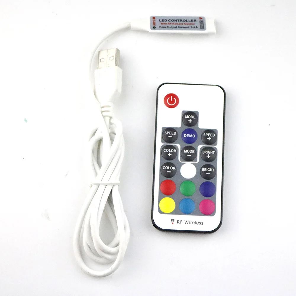 5V светодиодный контроллер USB светодиодный RGB RF беспроводной пульт дистанционного управления 17Key черный белый кабель для 5V 5050 3528 SMD Светодиодная лента ТВ фоновое освещение