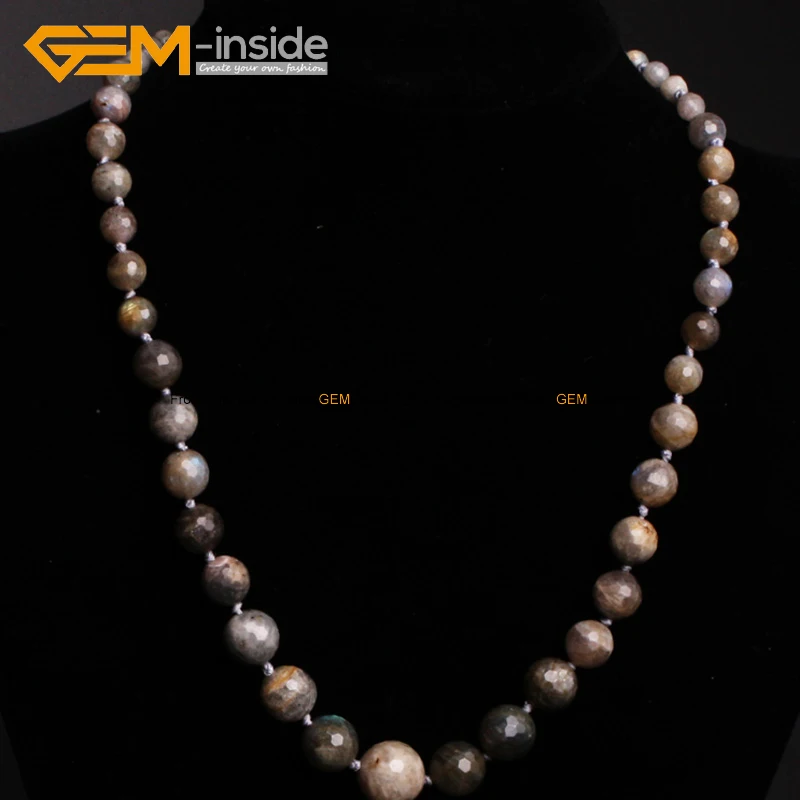 

Natural Stone Necklaces Round Beads Necklaces Graduated Faceted Beads Fashion Jewelry Diy Necklace Fashion Women Gift 19inch