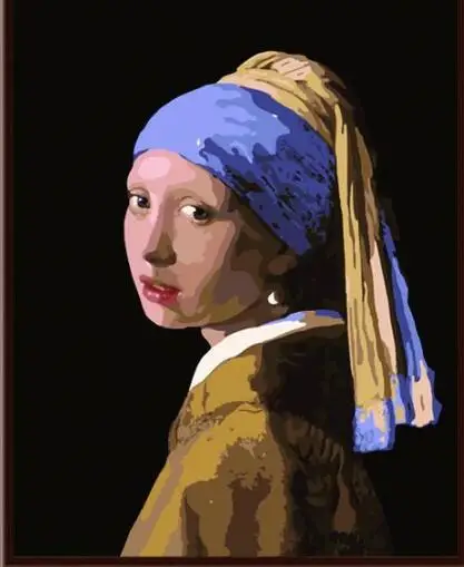 Женские серьги с жемчугом Johann Vermeer раскрашенные по номерам Наборы сделай сам для