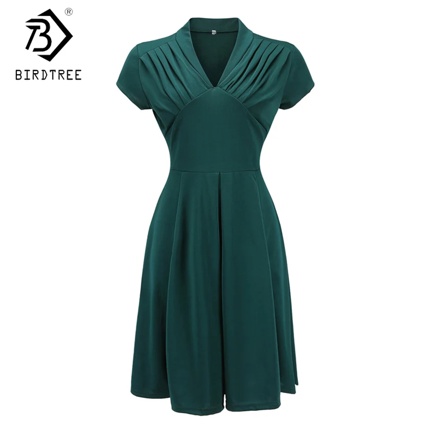 Женское ДРАПИРОВАННОЕ ПЛАТЬЕ С v образным вырезом и коротким рукавом элегантное