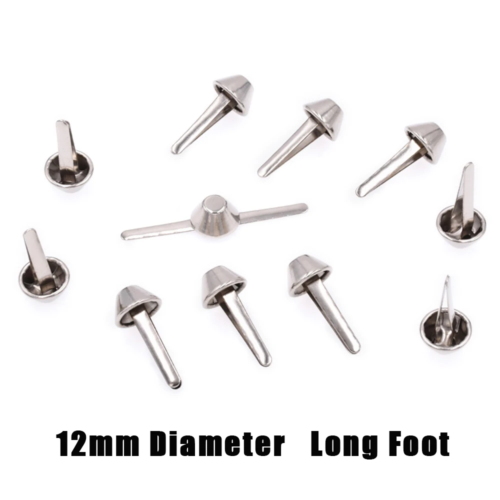 50Pcs 12mm Silver Tone Metal Crafts Purse Feet Rivets Studs Pierced for Handbag Punk Rock Bag Leather DIY |