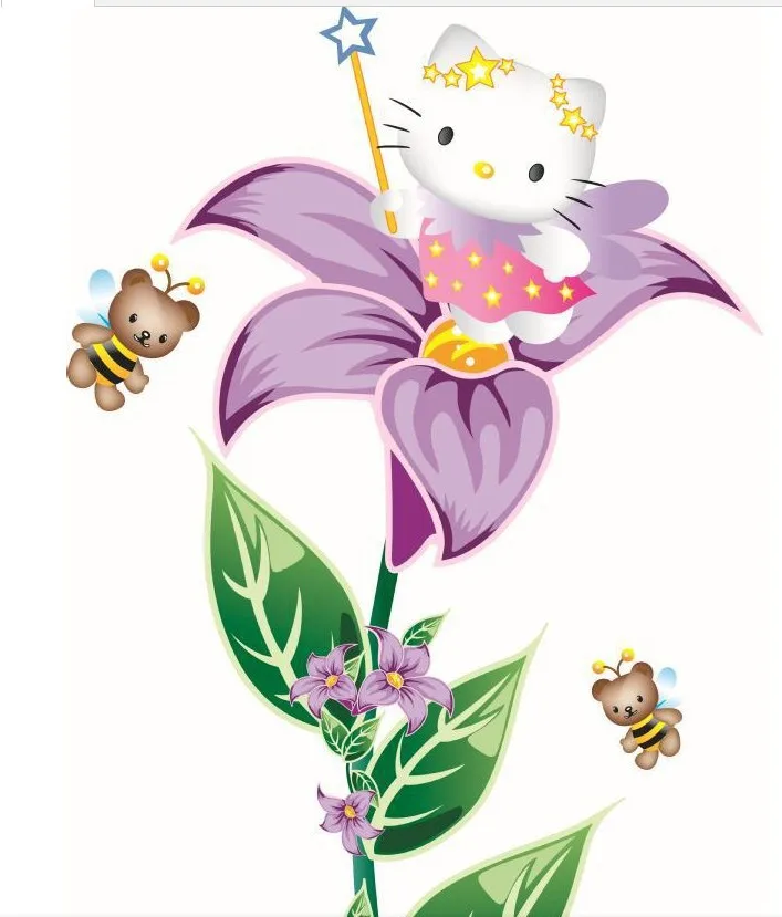 Free shiping Hello Kitty Wall Sticker 50*70CM Removable Decal Paper Kids Bedroom Decoration Quotes | Дом и сад