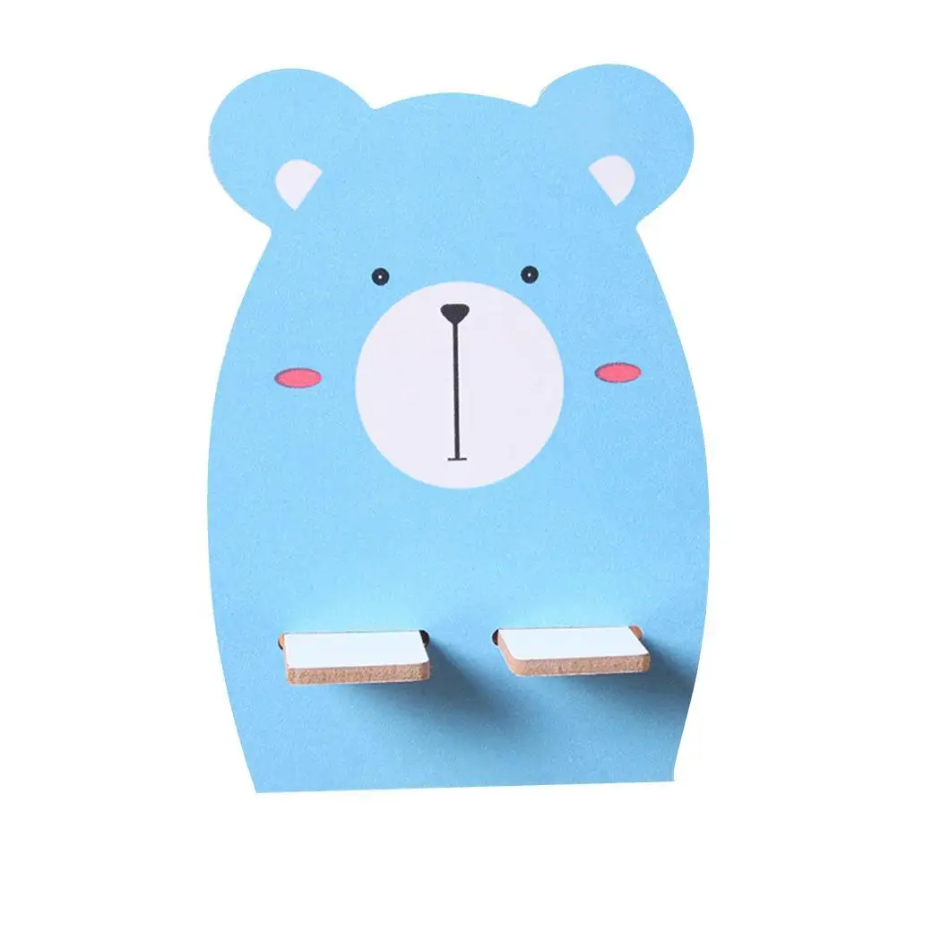 blue bear Милый мультфильм мобильный в виде животного телефон кронштейн деревянный держатель собака шаблон, белка шаблон, медведь шаблон держатель - Цвет: blue bear