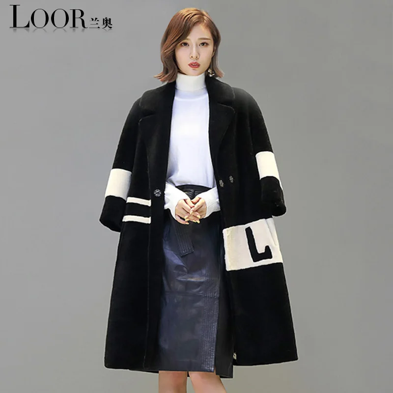 Новинка 2017 года Настоящее пальто с мехом Зимние шерстяное женские длинный