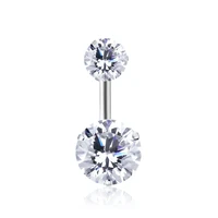 12 colors double round cubic zirconia geometric shape belly button ring piercing body jewelry nightclub dance 101 68mm brincos