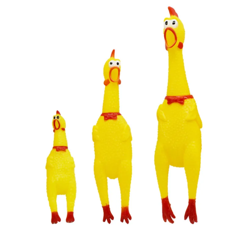 

18CM Dog Toys Yellow Screaming Rubber Chicken Dog Toys Squeak Squeaker Chew Dog Toys