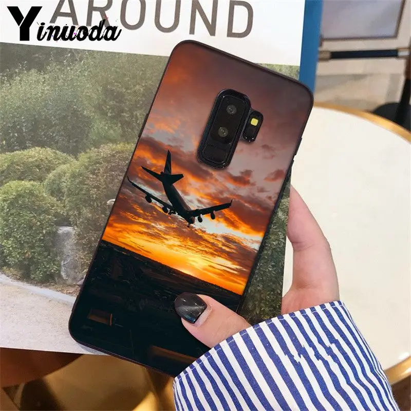 Роскошный чехол для телефона Yinuoda с самолетом путешествий на закате специальное